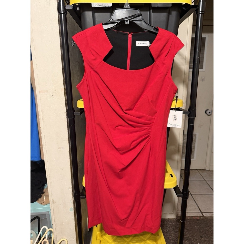 NWT Calvin Klein Red Sheath Dress Size 12P